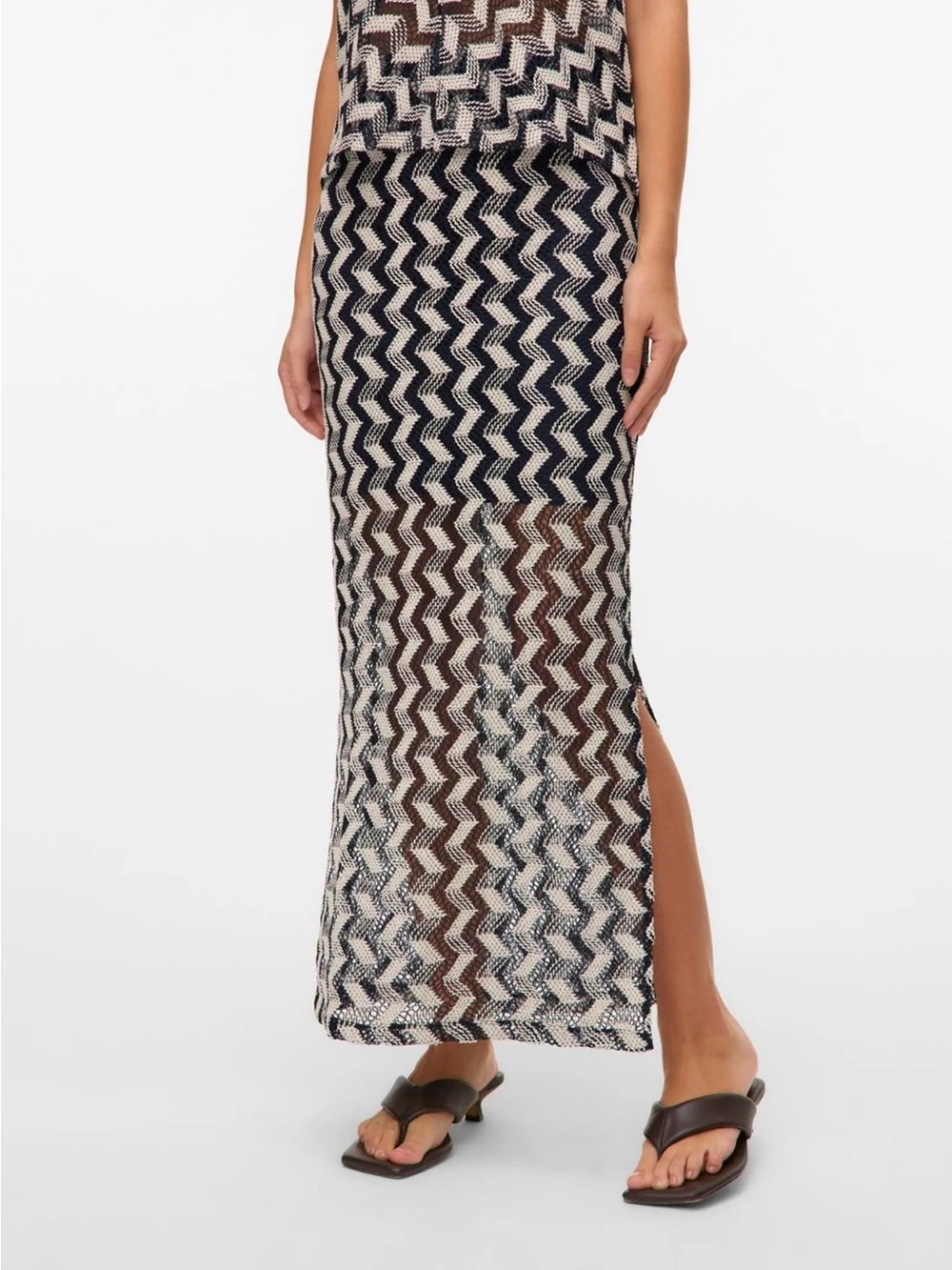 VERO MODA Chevron Crochet Maxi Skirt with Side Slits